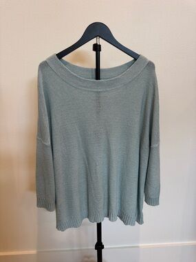 Amazon Off-the-Shoulder Knit Sweater and shorts Set in Seafoam